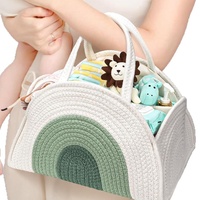 Panier de rangement pliable en corde de coton 100 % écologique, tressé, durable, en forme de demi-lune, pour couches de bébé, design moderne, haute qualité