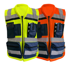 Gilet <span class=keywords><strong>di</strong></span> <span class=keywords><strong>Sicurezza</strong></span> Nero Riflettente ad Alta Visibilità con Gancio <span class=keywords><strong>sul</strong></span> Petto per Uniforme da Squadra - Product Image 1
