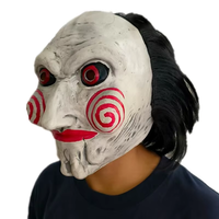 Masque d'Halloween en latex, motif personnage de film d'horreur, avec perruque intégrée, pour festival, cosplay, accessoires, et pour la blague du masque de la tronçonneuse