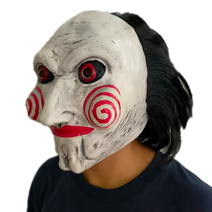 Masque d'Halloween en latex, motif personnage de <span class=keywords><strong>film</strong></span> d'<span class=keywords><strong>horreur</strong></span>, avec perruque intégrée, pour festival, cosplay, accessoires, et pour la blague du masque de la tronçonneuse - Product Image 2