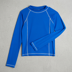 เสื้อแรชการ์ดแขนยาวสีน้ำเงิน ป้องกันรังสียูวี สำหรับผู้ใหญ่ แบบยูนิเซ็กซ์ แขนยาวเต็มตัว ผ้าโพลีเอสเตอร์ย้อมสีพื้น - Product Image 4