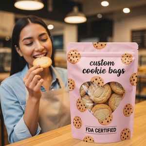 Custom Cookie <b>Bags</b> Stand Up Pouch Zipper Top View Window Food Grade BOPP Laminated Digital Printing FDA Certified - Product Image 2