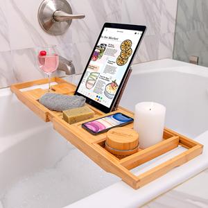 Plateau de <span class=keywords><strong>baignoire</strong></span> <span class=keywords><strong>pliable</strong></span> en bois de bambou avec plateaux de table de bain couleur et taille personnalisables naturel fait à la main - Product Image 1