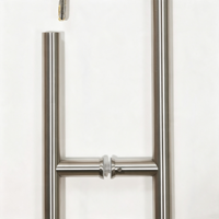 Poignée de porte en verre verticale longue en acier inoxydable 304 avec serrure à clé, poignée de sécurité pour porte d'entrée en verre de magasin commercial