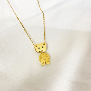 Collana con Orsetto all'Ingrosso, Placcata in Oro 18K, Ciondolo in Acciaio Inossidabile 316L, Gioielli in Acciaio al Titanio per Ragazze - Product Image 4