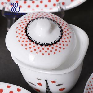 スーダンアルジェリアエジプトチュニジアアラビア市場向けのポリフォームパックのホワイトオパールガラス食器58個セットのボウルとプレート - Product Image 6