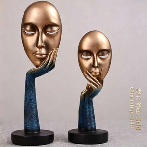 Nordic Creative Abstract Black and White Art Facial Mask Ornament Beauty Salon Decoration Figure Sculpture Crafts - Product Image 1