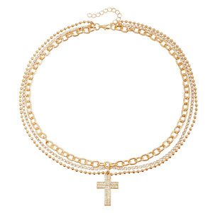 Joyería de moda INS estilo brillante diamante Cruz clavícula cadena diseño único collar de moda - Product Image 5