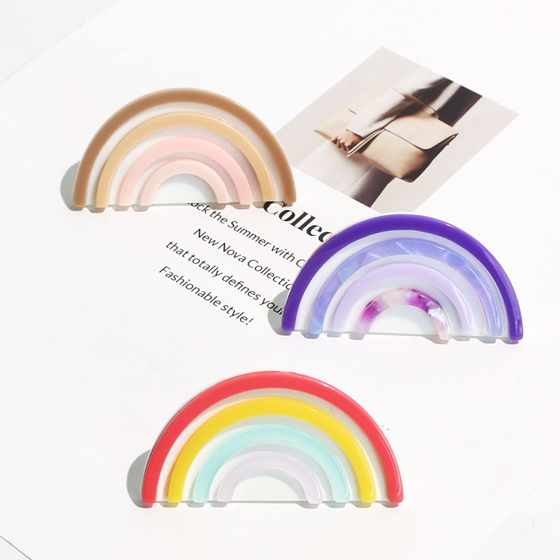 Дизайнерские радужные заколки для волос для девочек, заколки для волос, аксессуары для волос для маленьких девочек, заколки для волос оптом из ацетата, заколки для волос для детей