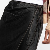 Fabricants de vêtements – Nouvelle jupe mi-mollet en satin noir à coupe diagonale, taille naturelle, style décontracté, idéale printemps-été-automne