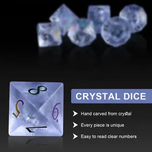 Cá Nhân 16Mm 20Mm Độ Chính Xác D & D Đá Quý RPG Đa Diện Dice Set Frosted Burst Pha Lê Và Thủy Tinh Xúc Xắc Cho Hội Đồng Quản Trị Trò Chơi