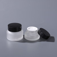Pot en verre dépoli 15G couvercle noir essence gel pour les yeux 50g pot de crème hydratante emballage bouteille en verre épaule inclinée pot de crème 1oz