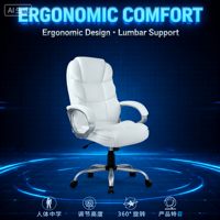 Chaise de bureau pivotante ergonomique blanche de luxe moderne à bras réglables de conception néerlandaise pour cadres dirigeants, confort tout au long de la journée