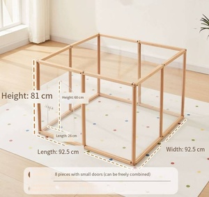 Köpek Çiti Masif Ahşap Düğme Kapatmalı Çevre Dostu Evcil Hayvan Kafesi Kapısı 81cm Yüksekliğinde Her Mevsim Küçük Köpekler İçin Özel Logo OEM/ODM - Product Image 6