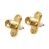 For Female RF Brass Connector with 2 Hole Diamond Flange PCB Mount IL4mm PL3mm