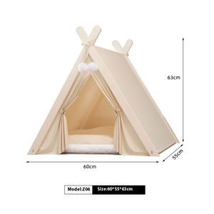 Yueshang rumah hewan peliharaan lipat kustom empat musim, tenda tempat tidur anjing & tempat tidur kucing portabel desain kanvas & kayu dengan kantong penyimpanan - Product Image 5