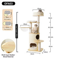 Arbre à chat moderne de luxe durable avec plateformes en bois massif, 4 niveaux, nid capsule spatiale et maison pour chat robuste