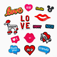 Nouveau Patch Brodé Lettre Anglaise 'Love' Lèvres Rouges Cœur, Thermocollant, pour Dropshipping Transfrontalier, Patch Décoratif