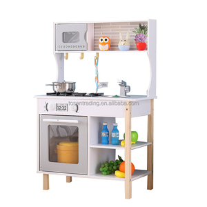 Cocina de Juguete de Madera Blanca Moderna de Estilo Nuevo con Horno, Quemador, Fregadero y Grifo para Niños, Juego de Imitación - Product Image 1
