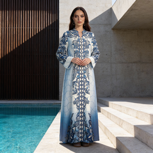 Abaya longue en polyester personnalisée élégante pour femmes musulmanes, robe de soirée haut de gamme, vente en gros - Product Image 2