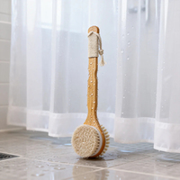 Brosse de bain en bois de bambou avec poils de cheval naturels doux pour une exfoliation douce et un soin de la peau par brossage à sec