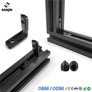 Connecteur d'angle intérieur en L <span class=keywords><strong>noir</strong></span> 2020 avec vis pour profilés en aluminium EU 1515 2020 3030 4040 - Product Image 2
