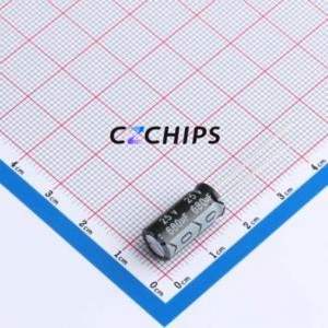 Condensateur électrolytique en aluminium à montage traversant DHC025M687G164S1AA, montage traversant, D8xL16mm 680uF 20% 25V 500mA-120Hz - Product Image 1