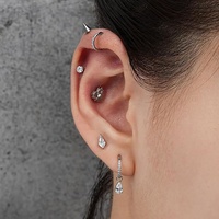 Piercing en Titane ASTM F136 16G à Vis à Filetage Interne, Motif Cœur, pour Labret, Lobe d'Oreille, Cartilage, Bijoux de Corps