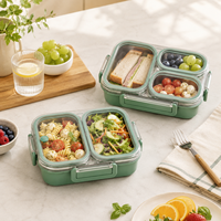 Boîte à lunch compartimentée Aohea avec étui extérieur en PP, boîte à lunch en acier inoxydable et couvercle en PP pour les repas quotidiens des enfants, réutilisable au quotidien