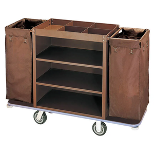 Chariot de service professionnel en acier inoxydable à compartiments, type porte, collection hôtelière - Product Image 1