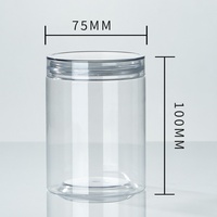 75mm diameter transparante cilindrische plastic pot voor droge snacks en fruit, gemaakt van PET-materiaal, brede opening, 250ml, 360ml, 380ml, 450ml, 600ml