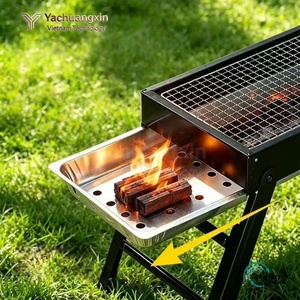 Barbecue au charbon de bois pliable en métal, type long, pour le camping en plein air - Product Image 4