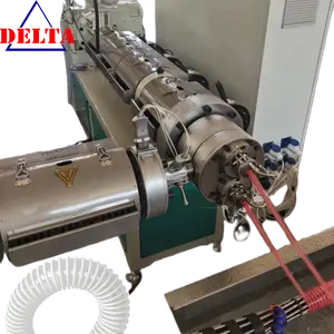 Linha de extrusão automática de tubo de sucção de reforço de plástico para máquina de fabricação de mangueira flexível em espiral de PVC com cavidades duplas