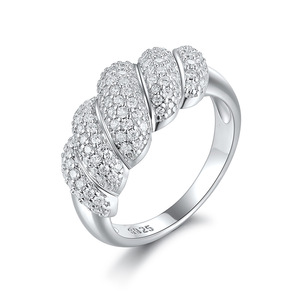 2026 Heavy Twisted Rope Full <b>Diamond</b> S925 Sterling Silver Paved Moissanite Two Tone Closed Luxury Wide Band Ladies <b>Ring</b> - Product Image 2