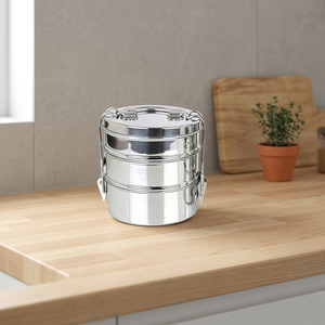 Classic Design Eco-Friendly Glossy Stainless Steel Leak-Proof 2-Layer Freshness Preservation Food Safe Silicone Lid Storage Bin - Product Image 3