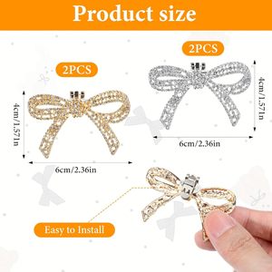 Pcs Rhinestone Bow Shoe Clips Detachable Decorative Shoe Clips Rhinestone Bows For Shoes Sparkling Jewelry For <b>Heels</b> Decoration - Product Image 2