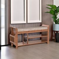 PETKABOO Bangku Sepatu Bambu dengan Laci Tersembunyi, Penyangga Samping, Penyimpanan 2 Tingkat, Bantalan - Untuk Penggunaan di Pintu Masuk/Lorong/Ruang Tamu/Kamar Tidur, Buatan Cina