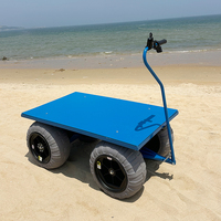Chariot de plage électrique motorisé tout-terrain à 4 roues, chariot à plateforme robuste pour l'extérieur