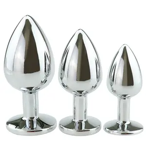 Anal Sex Trainer Metal Stainless steel Jeweled Butt Plugs Anal Sex Toys Kit for Starter Beginner Men Women Couples