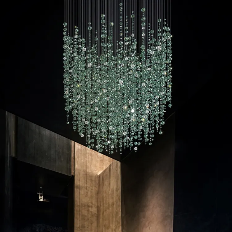 Nordic Style Green Stone Custom Project Hotel Villa Restaurant Crystal Chandelier Pendant Light