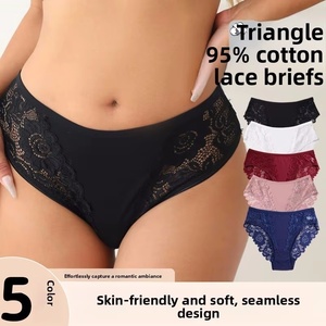 Braguitas de Encaje Sexy de Algodón de Cintura Media, Estilo Nuevo, Cómodas, Suaves, Transpirables, Antibacterianas y Anti-luz para Mujer - Product Image 3