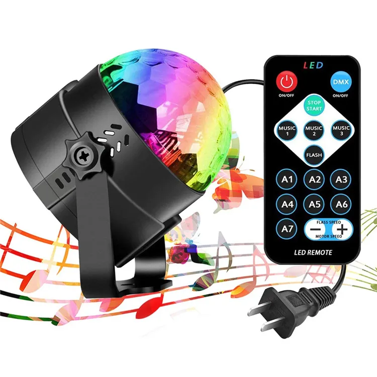 디스코 파티 다채로운 회전 크리스탈 매직 볼 라이트 프로젝션 USB RGB 무대 조명 원격 제어
