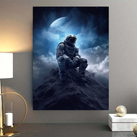 Tuval Boyama Astronot Ay Portresi Lüks Modern Sanat Posterler Baskılar Özel Boyut Duvar Sanatı HD Resim Odası Ev Dekor