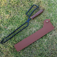 Étui de protection vintage en cuir PU pour pinces à bois de chauffage et barbecue, durable, portable, avec clip, pour camping, extérieur et pique-nique