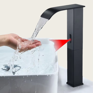Vòi Nước Bồn Rửa Nhà Tắm Bằng Đồng Thau Màu Đen Thác Nước Cảm Biến Điện Tử Hồng Ngoại Tự Động Vòi Nước Bồn Rửa Nhà Tắm Torneira Banheiro - Product Image 1