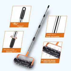 เครื่องพรวนดินแบบล้อเลื่อน รุ่น LTJY สีส้ม/ดำ/เงิน ทำจากสแตนเลส สำหรับการเพิ่มออกซิเจนในดิน ช่วยคลายดิน และเตรียมดินสำหรับการปลูก - Product Image 2