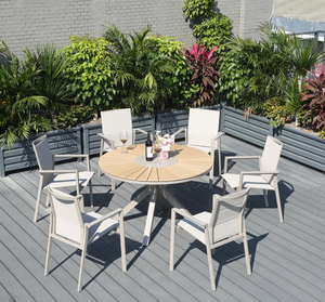 Direct van de fabriek: luxe tuinmeubelenset, weerbestendig touwgeweven eetstoelen en ronde aluminium bistrotafel - Product Image 1