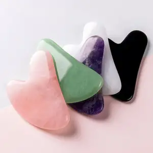 YiJue produk pijat wajah perawatan kulit, pemijat seluruh tubuh dengan kotak bentuk klakson hitam batu obsidian gua sha