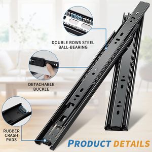 Yenuo mở rộng đầy đủ ngăn kéo Slide Side mount 4-24 inch mang bóng phòng khách màu đen đường ray theo dõi hướng dẫn glides RUNNERS nặng - Product Image 5