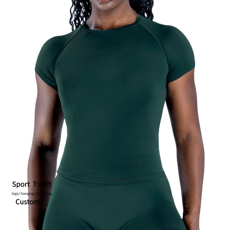 Women's Lightweight Gym & Yoga Top High Short Sleeve Workout Shirt with Longline Stretch Low MOQ